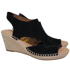 Gentle Souls Women Cody Slingback Espadrille Wedge Sandals Size US 11M Black